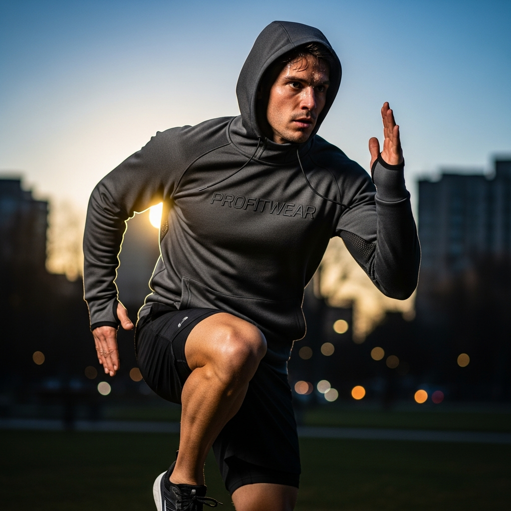 Athlete training in ProFitWear performance hoodie
