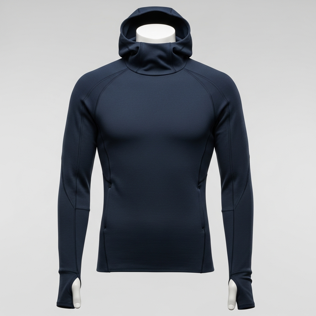 Navy blue precision fit hoodie with ergonomic design