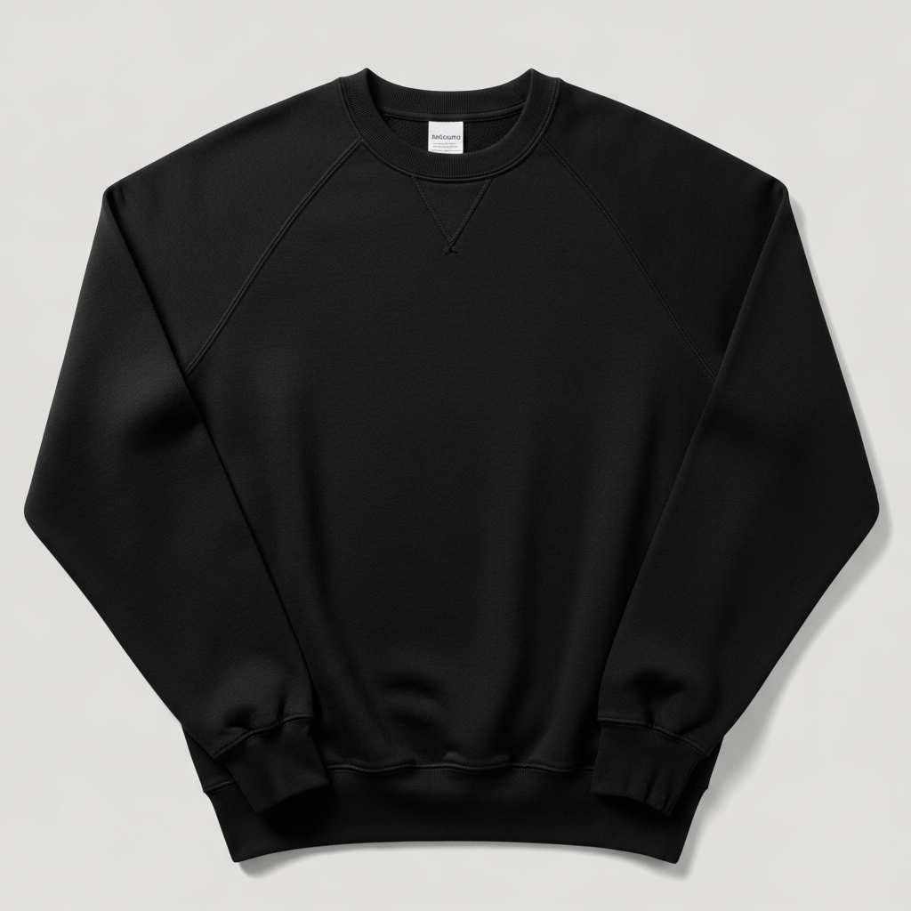 Obsidian black crew neck sweatshirt with athletic fit