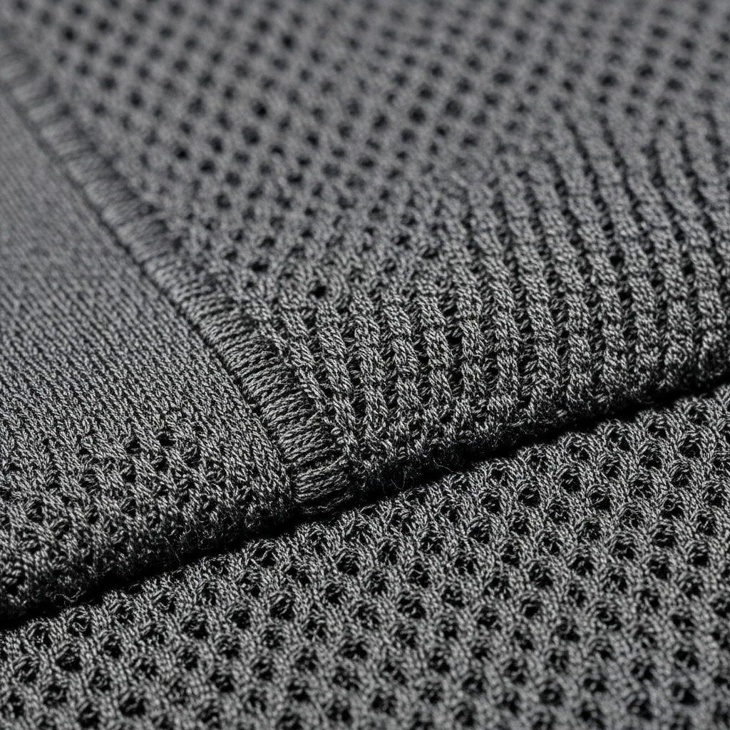 Close-up of premium performance fabric showing technical weave